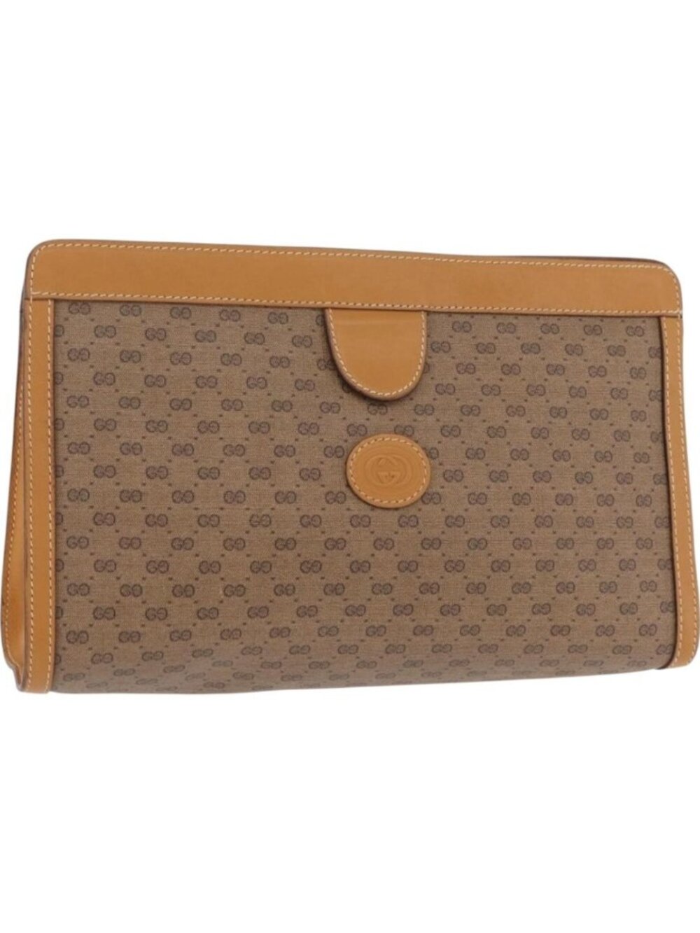 GUCCI Micro GG Supreme Clutch Bag PVC Beige Gold 014 89 0192